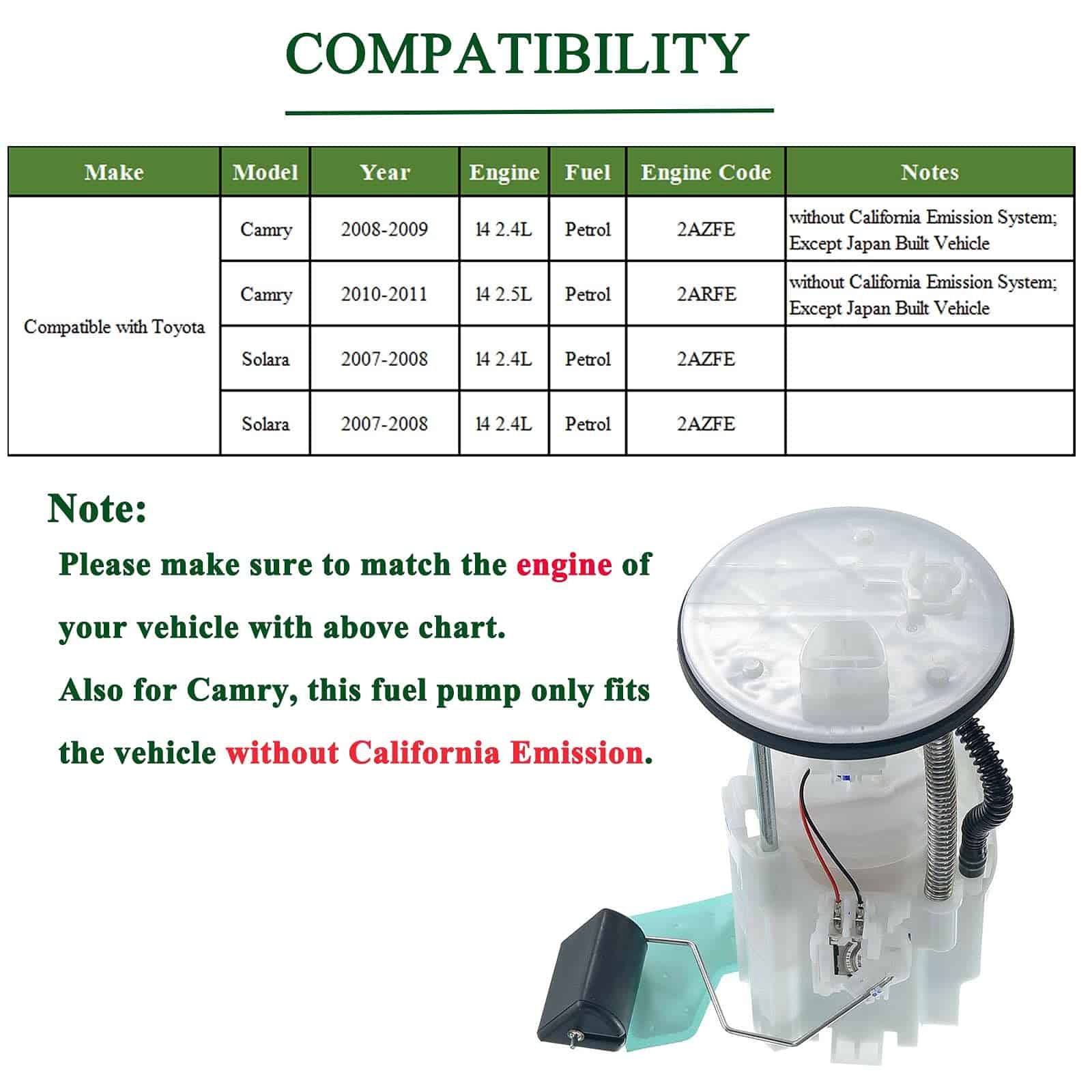 Conjunto de Bomba de Combustible para Toyota Camry - Imagen 3