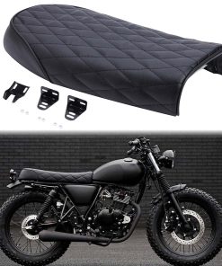 Asiento de motocicleta vintage negro de rombo plano retro