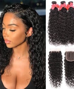 Miss GAGA 8A Water Wave Bundles with Closure (10 10 10+8)