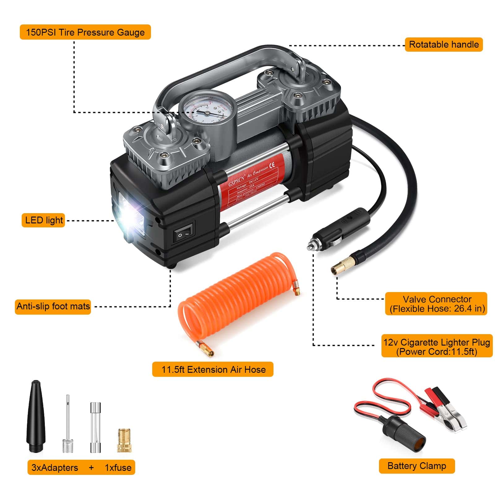 Compresor de Aire de Doble Cilindro GSPSCN de 12V para - Imagen 3