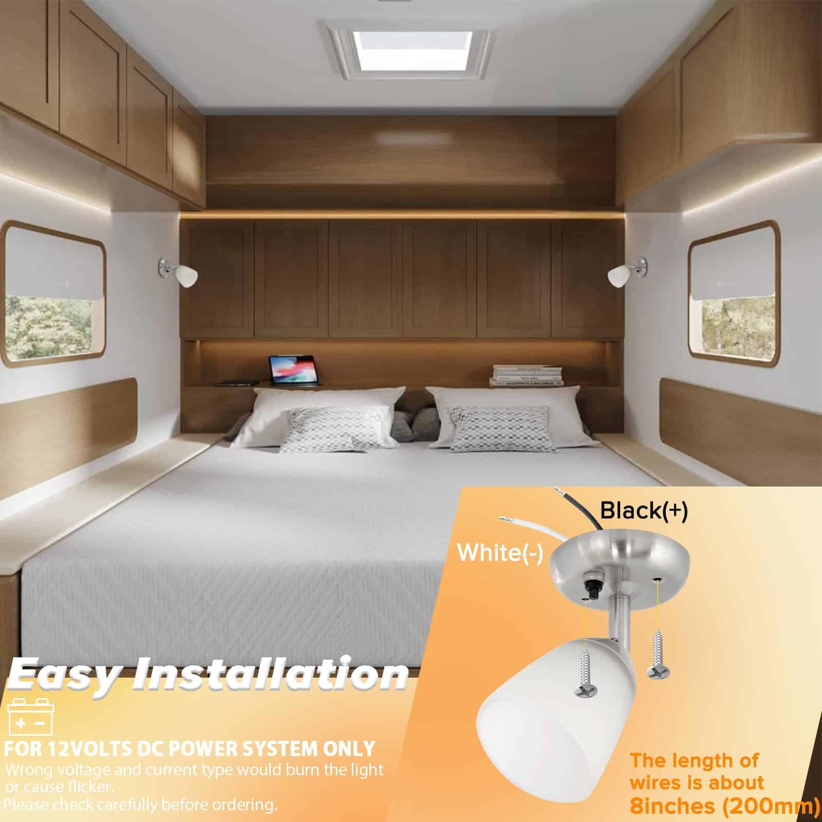 Luces de Lectura RV de 12 Voltios Lámparas Interiores con - Imagen 8