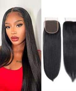Cierre de Encaje Recto de Cabello Humano Virgen Brasileño