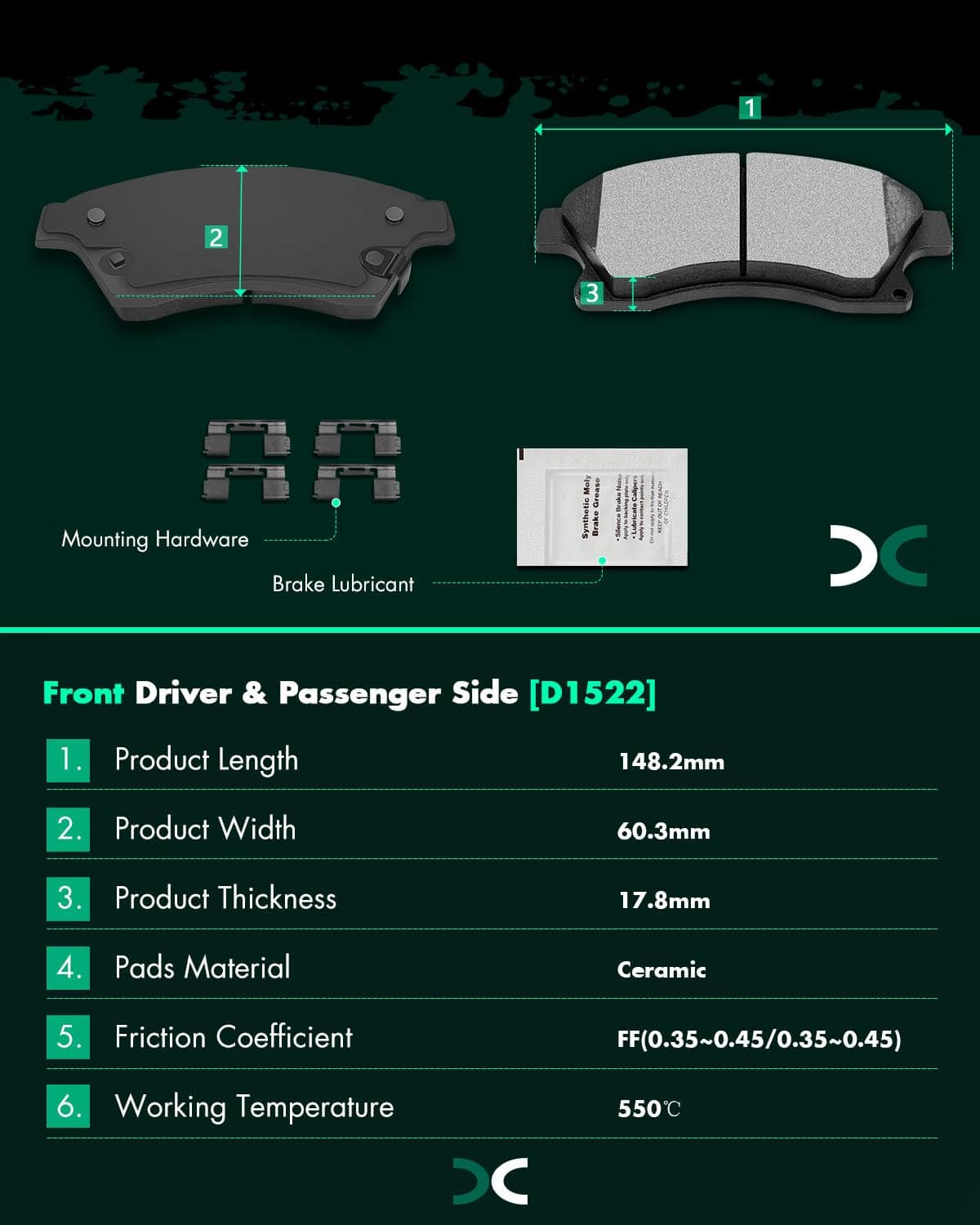 Pastillas de Freno de Cerámica SCITOO, 4pcs Kit de Frenos - Imagen 4