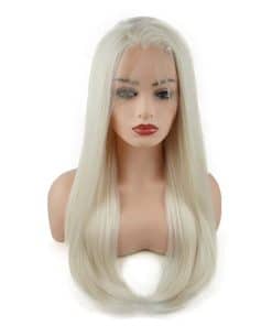 Peluca Frontal de Encaje Sintético Realista -Mezcla de Rubio