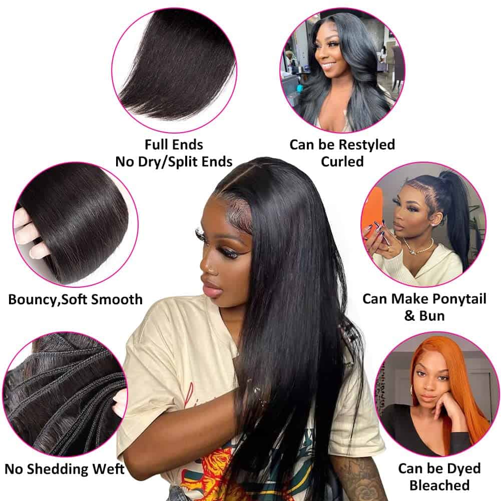 Subella Brazilian Straight Hair 3 Bundles Grade 10A Virgin - Imagen 8