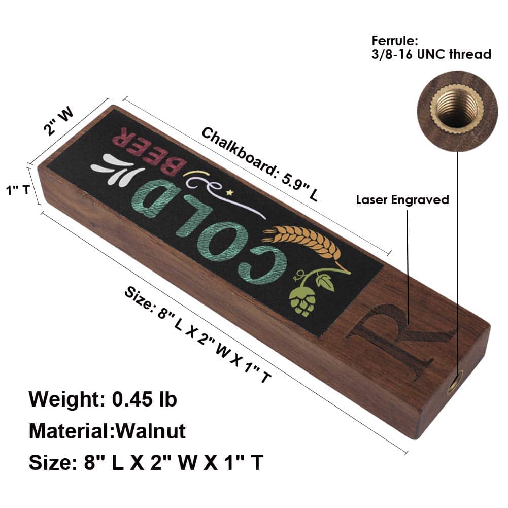 Manija de grifo de cerveza de madera R con monograma para - Imagen 3