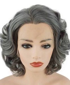 Peluca Sintética Gris Ondulada Corta de 10 pulgadas con