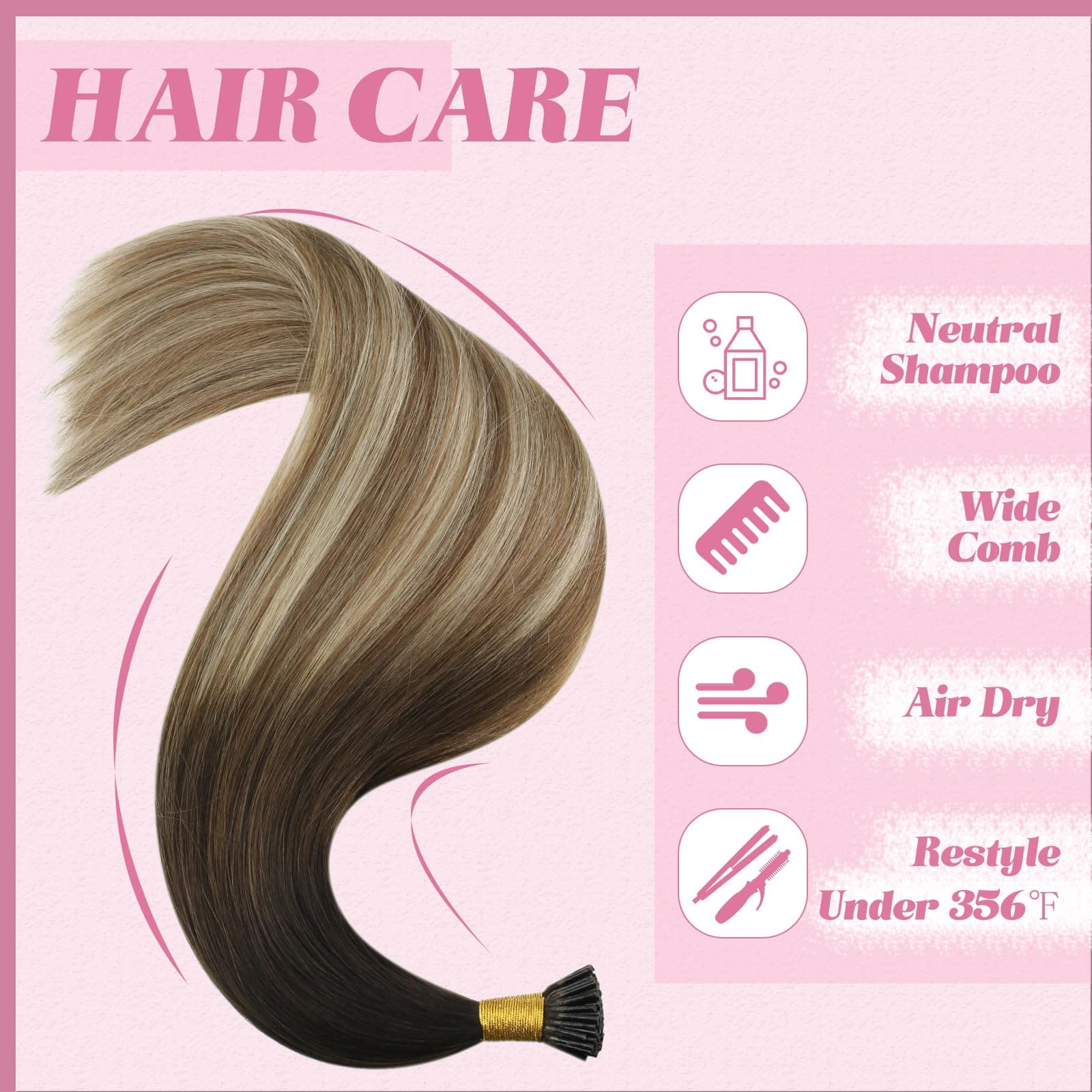 YoungSee Extensiones de Cabello Humano Itip Balayage - Imagen 7