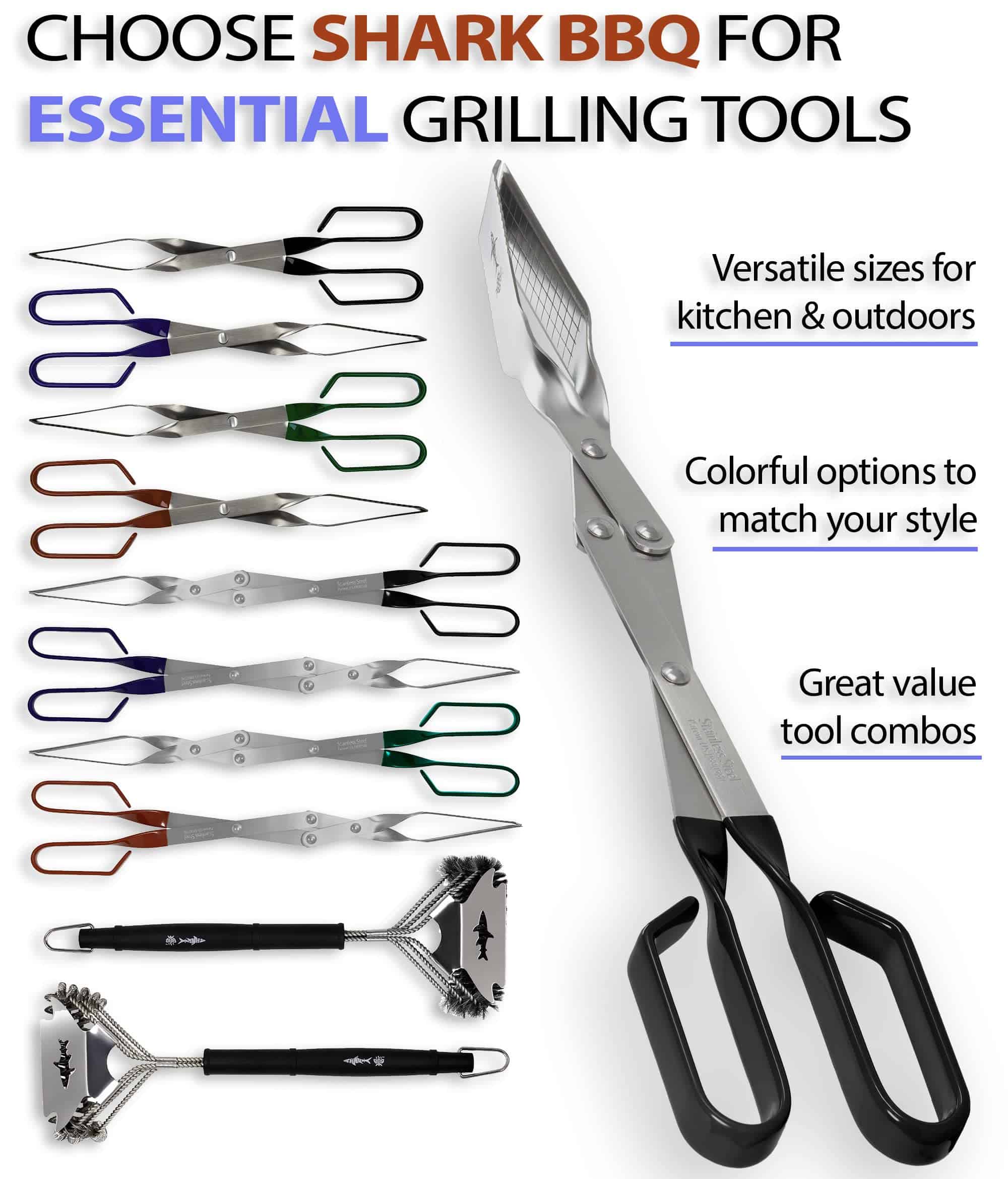Pinzas de BBQ Shark - 17 pulgadas Negro. Utensilio - Imagen 4