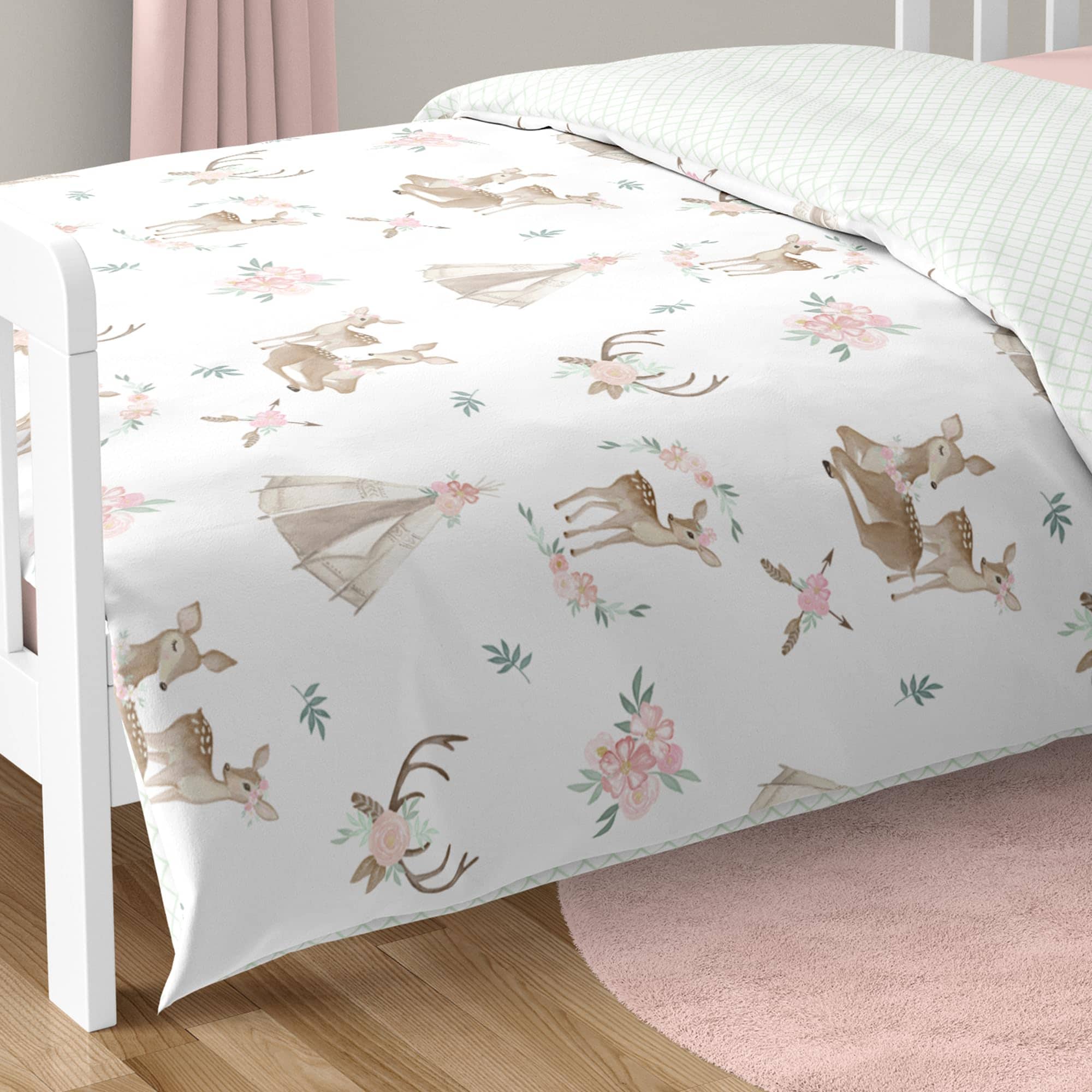 Set de Ropa de Cama de Niña con Estampado de Ciervo Floral - Imagen 7