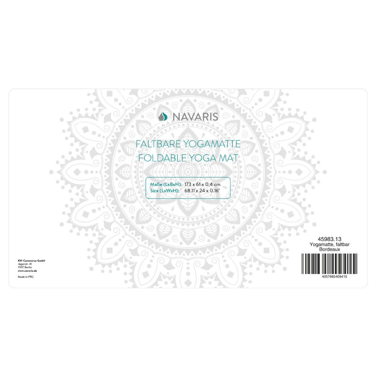 Tapete de Yoga Plegable Navaris para Viajes - -Bordeaux - Imagen 8