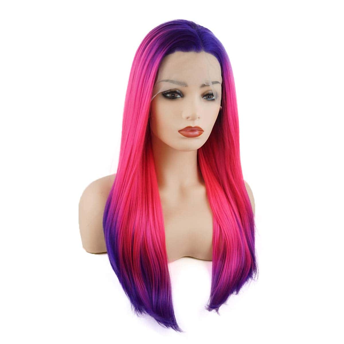 Pelucas sintéticas realistas de encaje frontal recto largo - Imagen 3