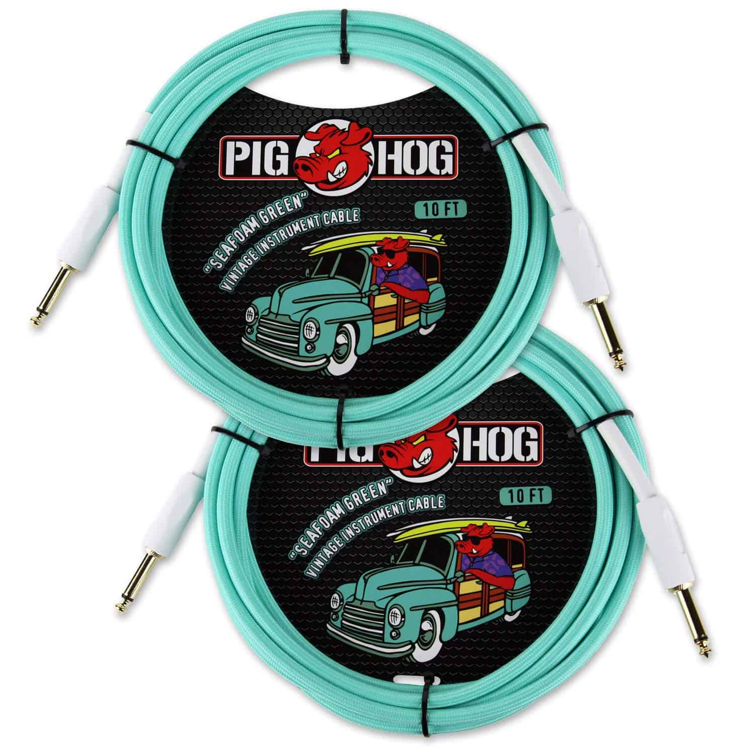 Cable de instrumento Pig Hog PCH10SG Seafoam Green, 10 pies