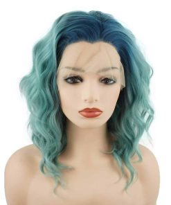 Pelucas de encaje sintético realista de alta -Azul Raíz Azul