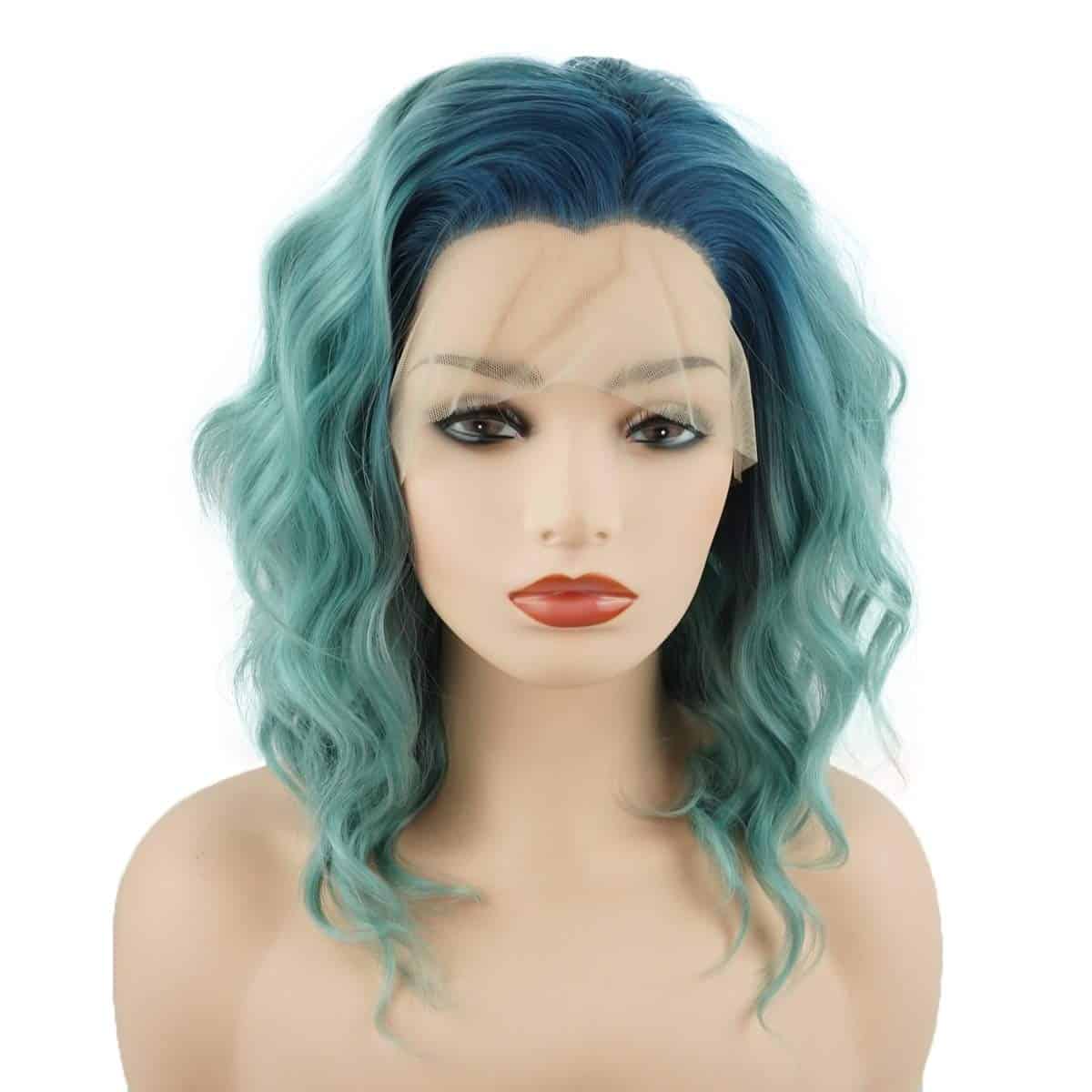 Pelucas de encaje sintético realista de alta -Azul Raíz Azul