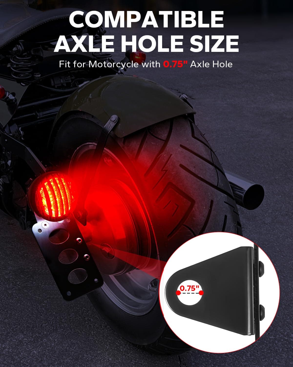 Amazicha 3/4" Luz Trasera de Freno LED para Motocicleta con - Imagen 8