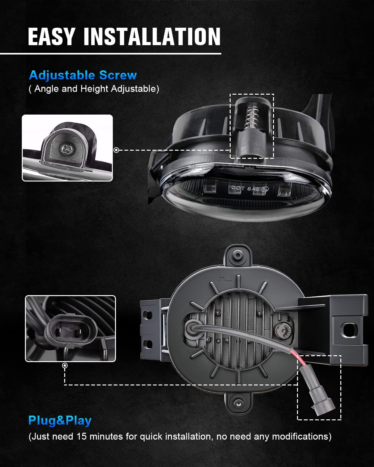 BICYACO Nueva Versión Luces Antiniebla LED Compatible con - Imagen 8