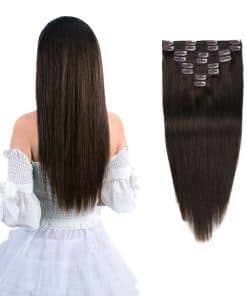 Extensiones de Cabello Humano Remy Clip en 14" Marrón para