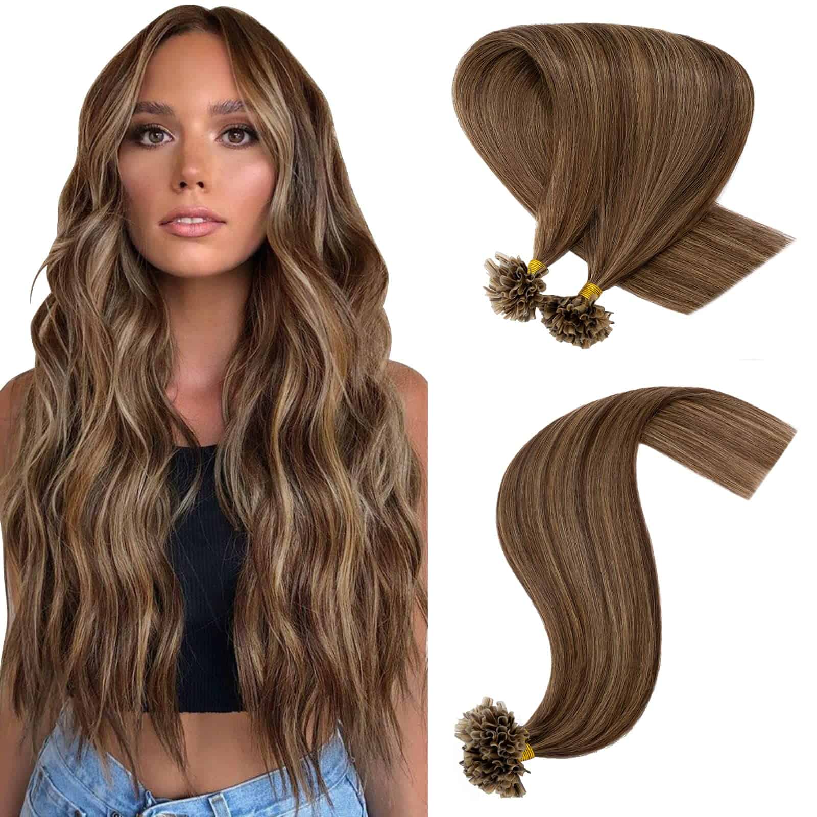 Extensiones de Cabello Pre Bonded U Tip Cold Fusion Hair