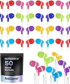 JustJamz Bulk Earbuds - Paquete de 50 Audífonos alámbricos