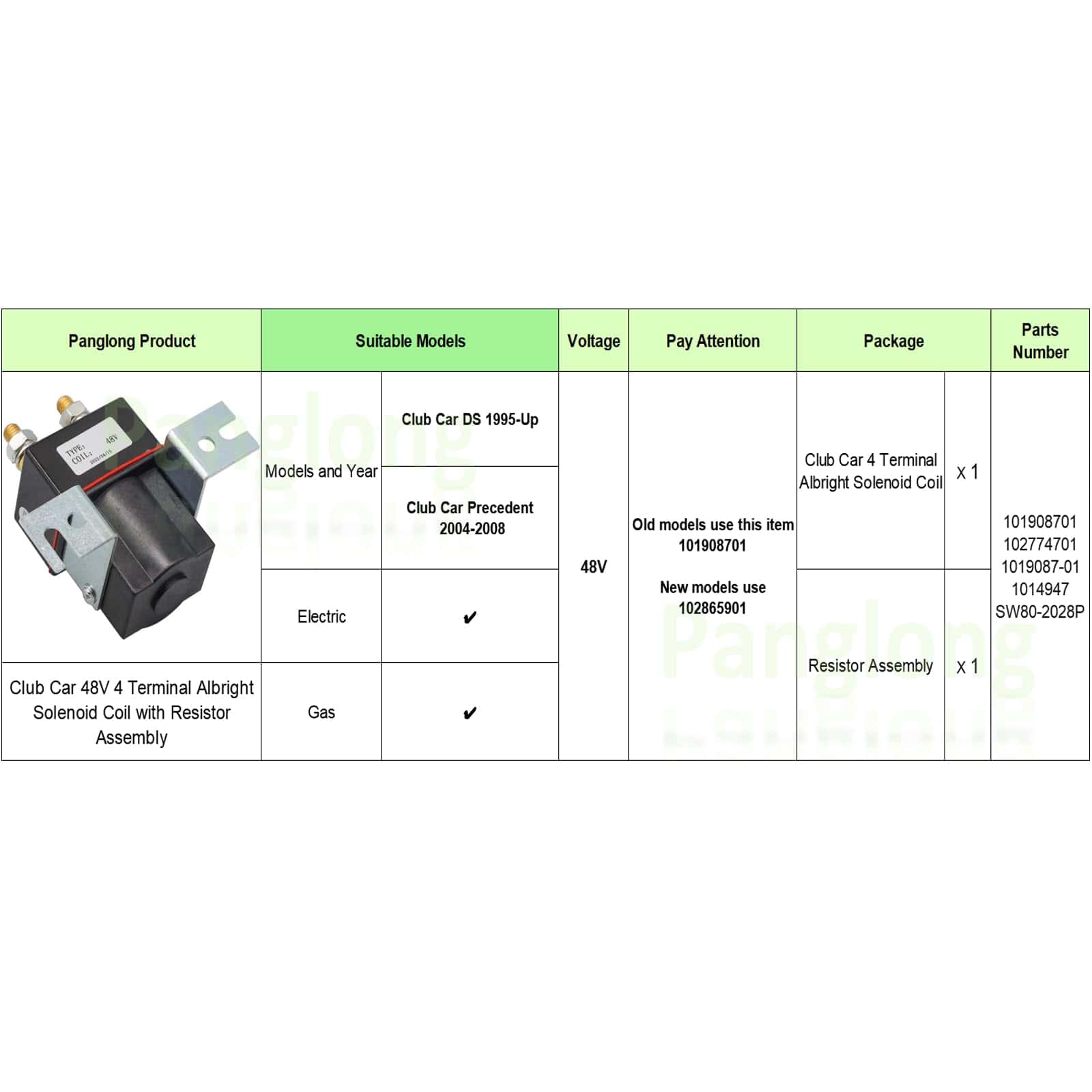Panglong Club Car 48V 4 Terminal Albright Solenoid Coil - Imagen 7