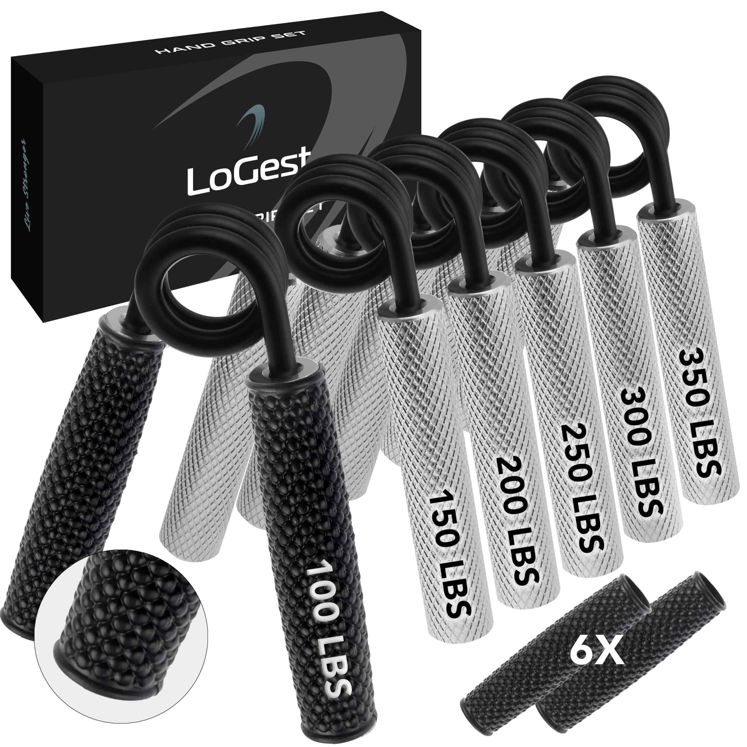 Juego de mancuernas metálicas Logest, 100-350LB, pack de 6
