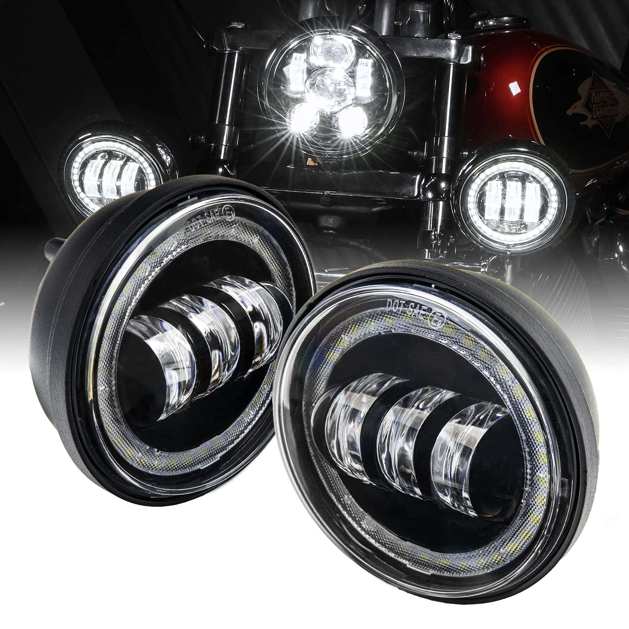 TRUE MODS 2pc 4.5" Osram LED Harley Fog -tra Glide