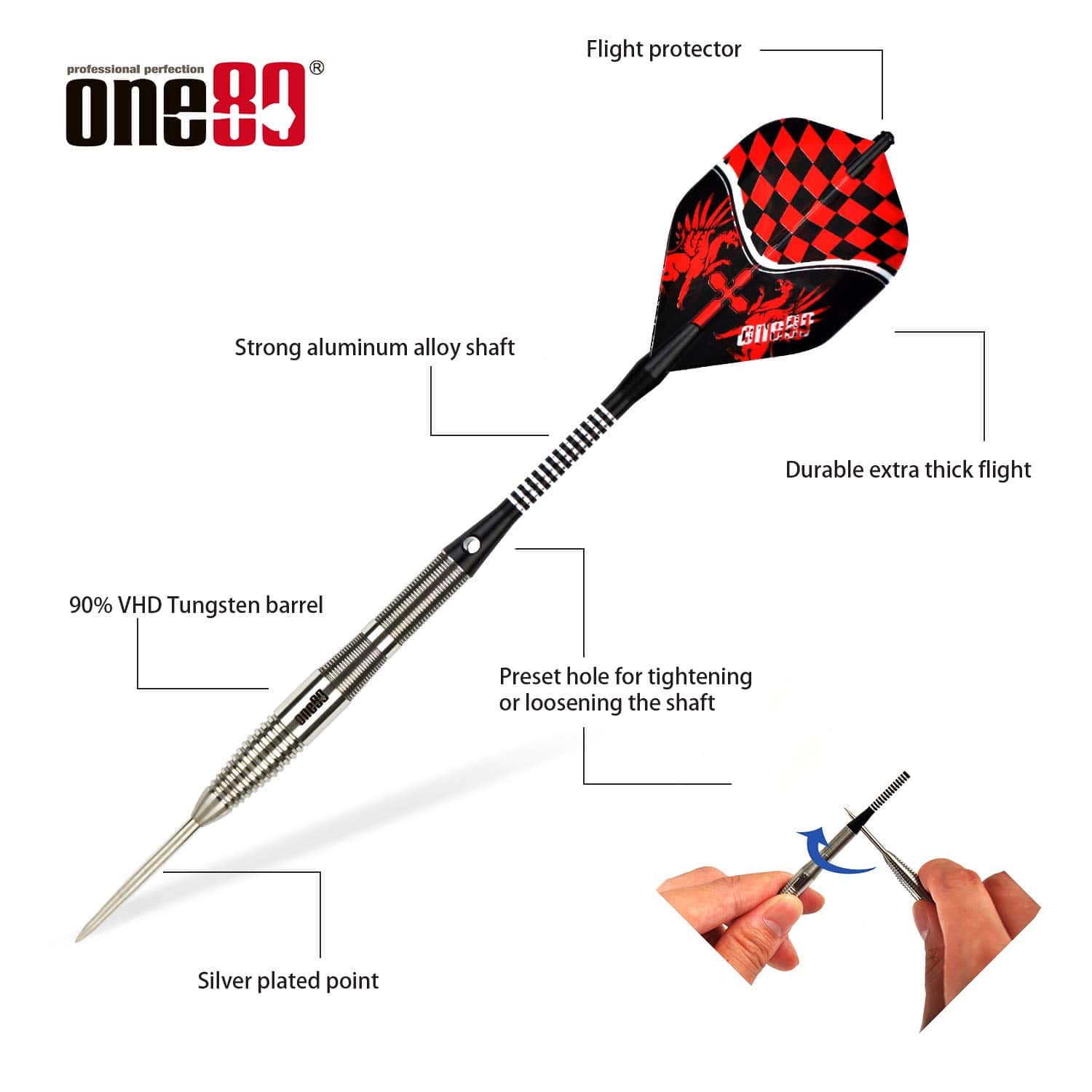 ONE80 90% Tungsteno Punta de Acero Dardo VHD - Estilo de - Imagen 3