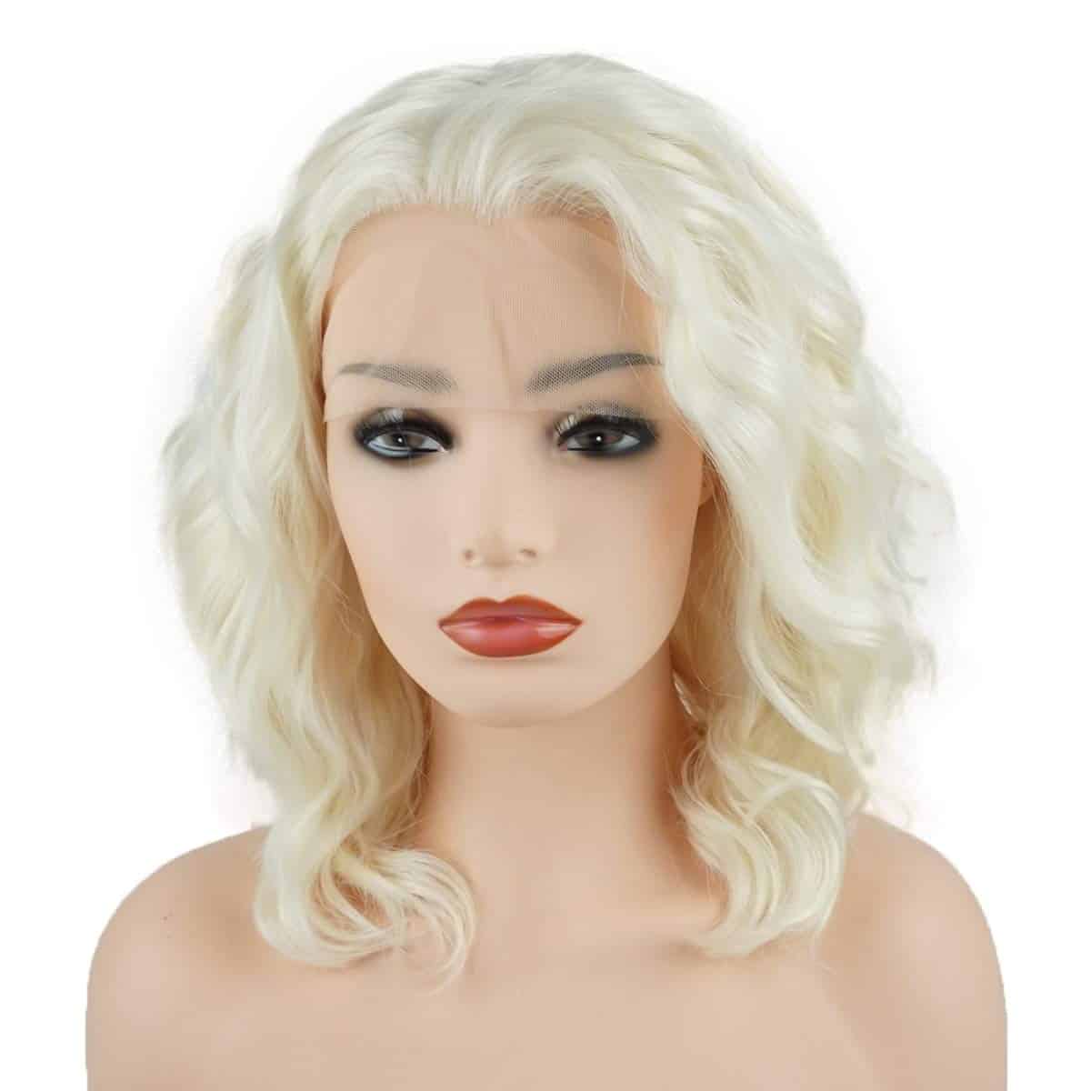 Pelucas de Encaje Sintético Realista de -Rubio Claro y Blanc - Imagen 4