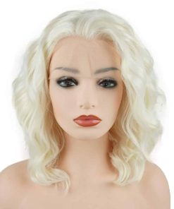 Pelucas de Encaje Sintético Realista de -Rubio Claro y Blanc