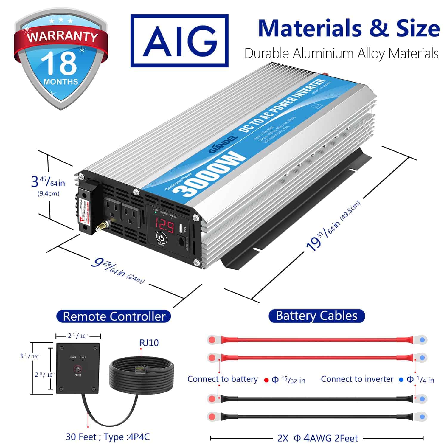 Inversor de corriente 3000 vatios Onda sinusoidal - Imagen 8