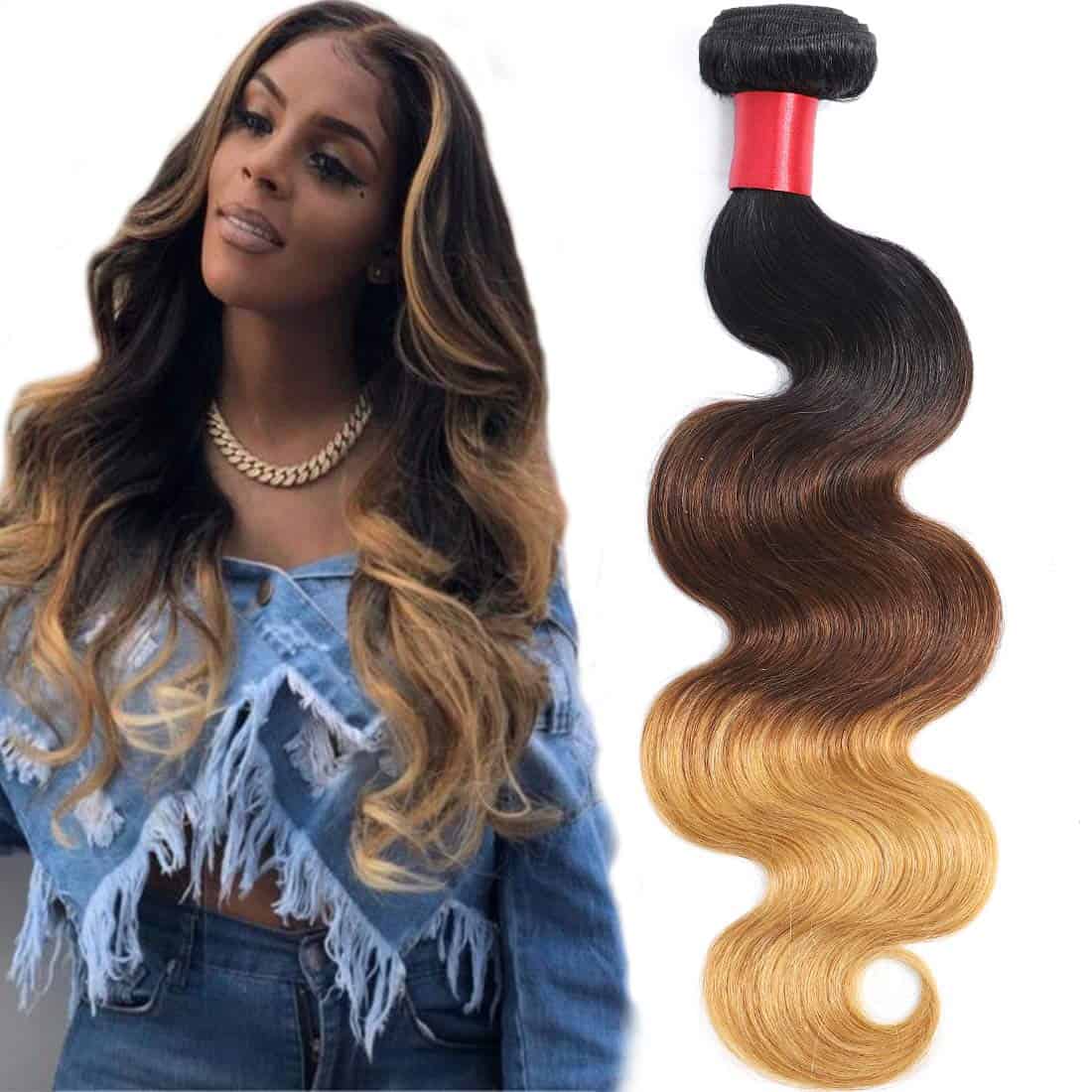 Mechones de Cabello Humano Ombre 1b/4/27 Brasileño Tres