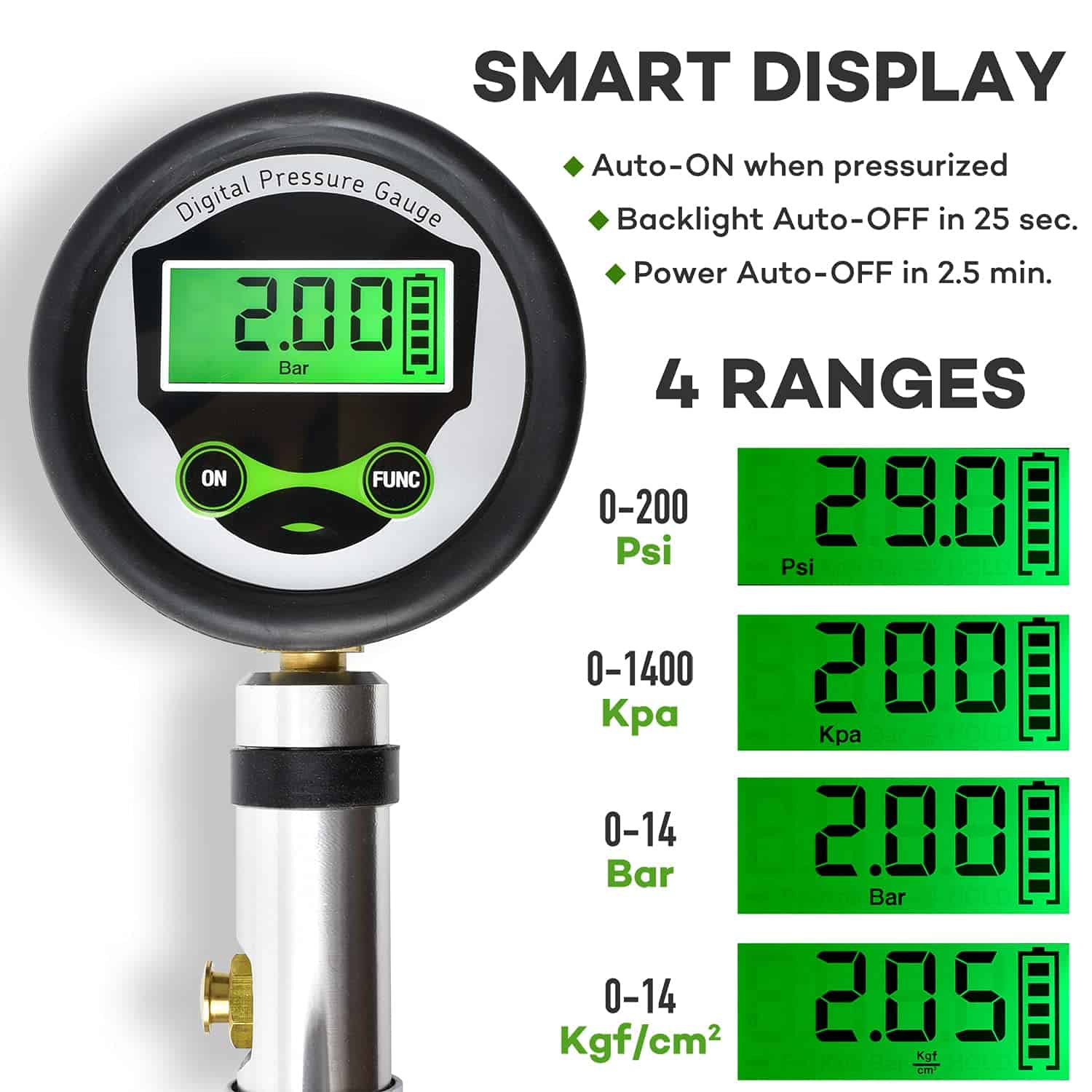 Inflador de Neumáticos de Bicicleta Digital con Medidor y - Imagen 4