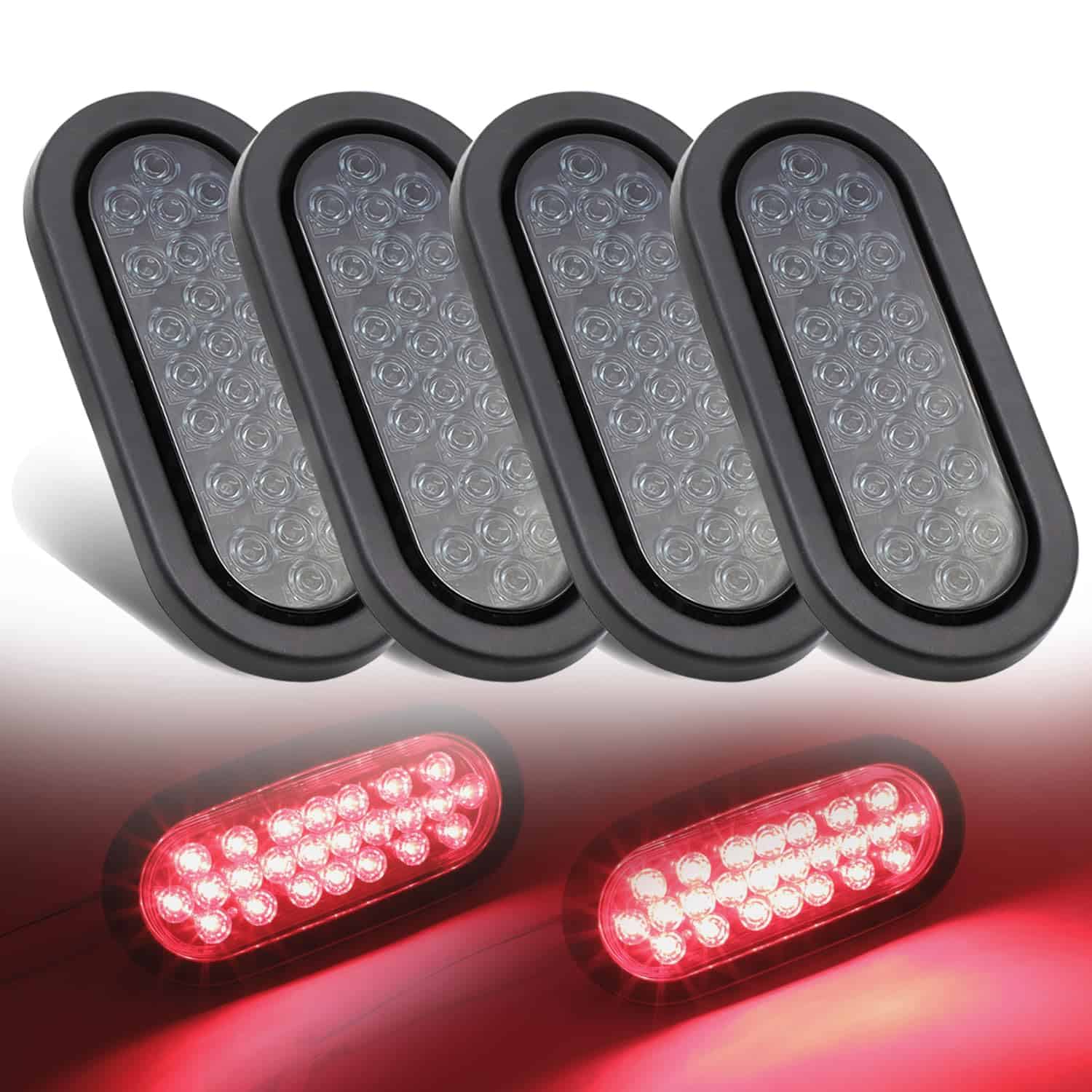 Kit de LED rojo con lente ahumada ovalada de 6 pulgadas