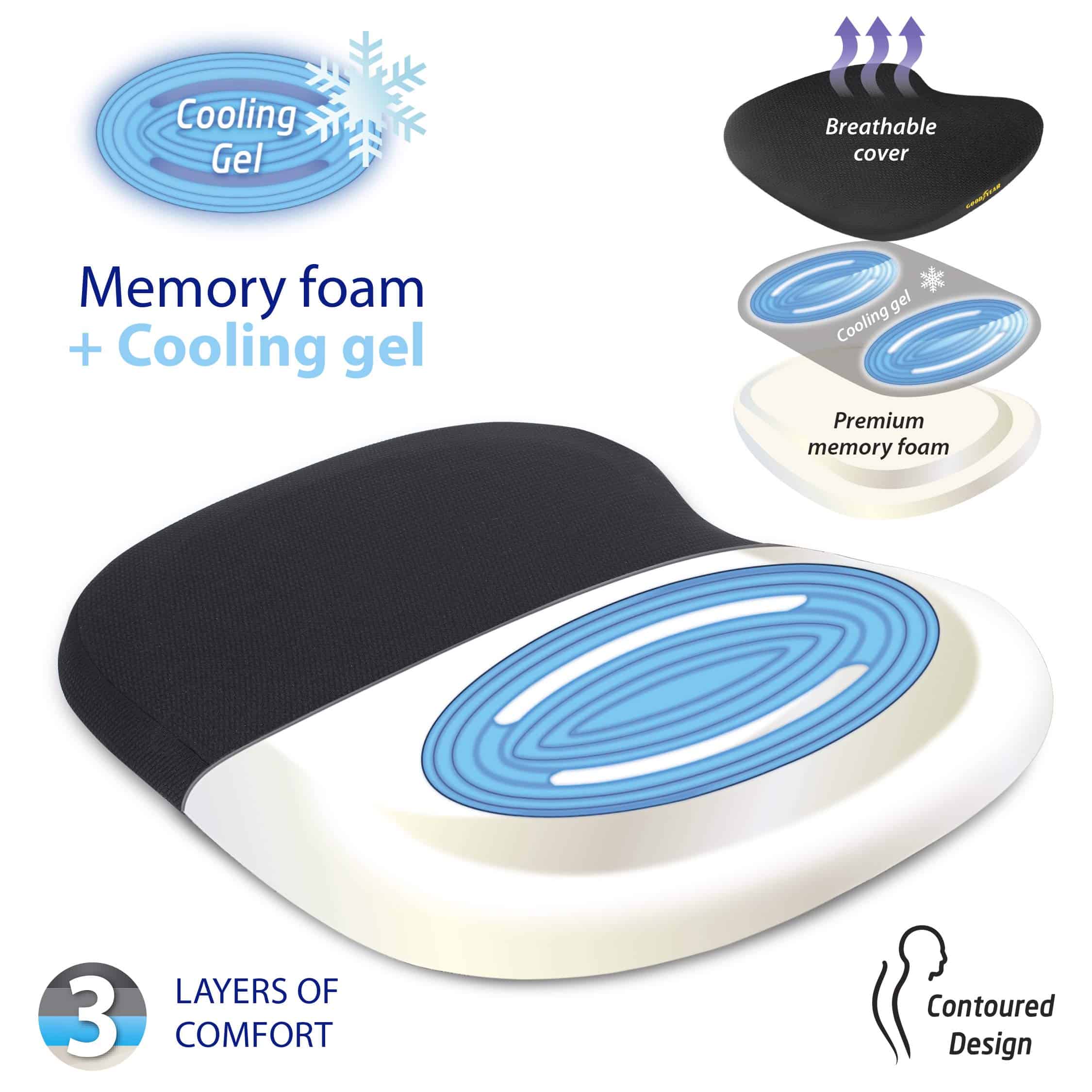 Cojín de Asiento para Auto Goodyear de Espuma Viscoelástica - Imagen 4