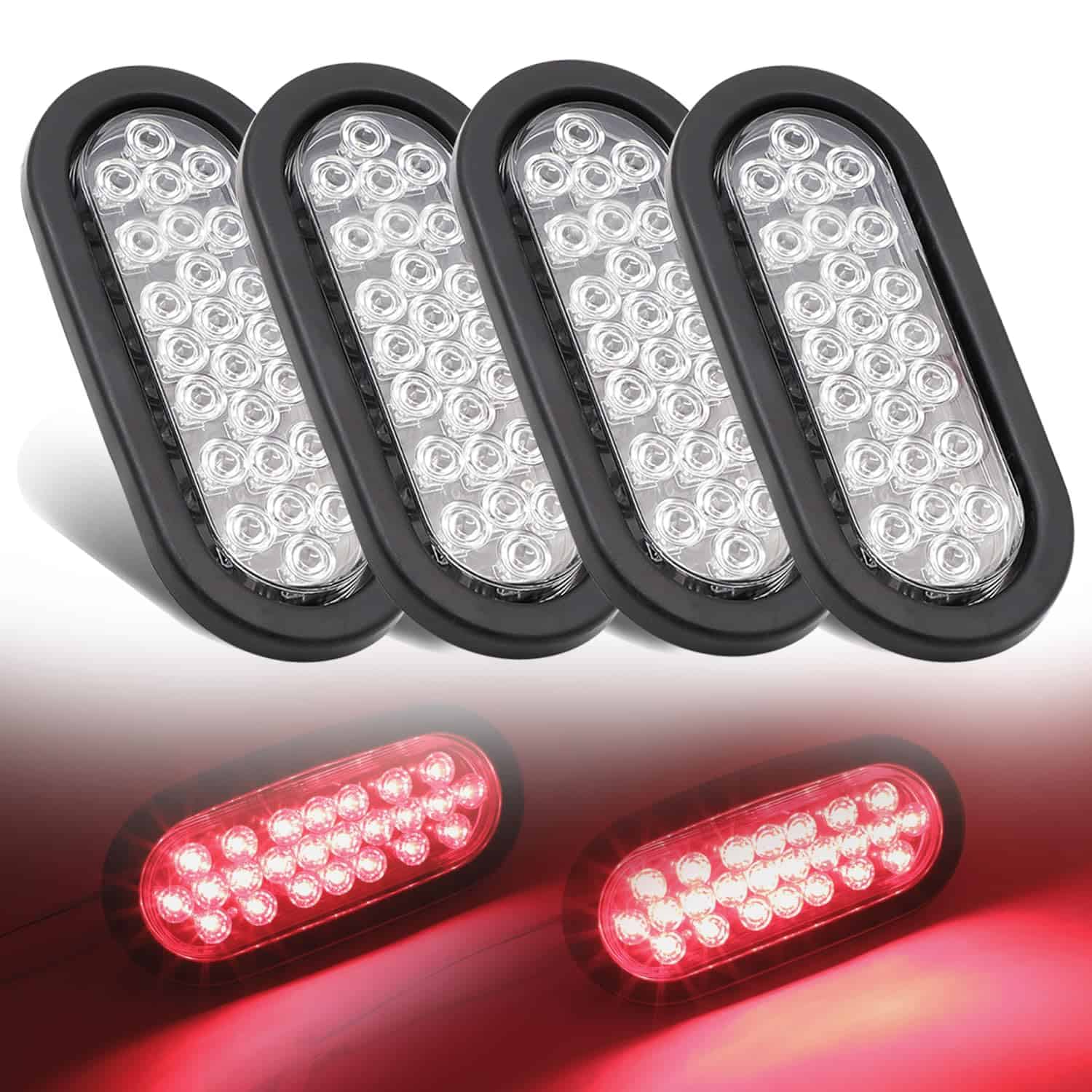 Ledvillage 6 Pulgadas Lente Clara Luz Roja 24 LED Oval