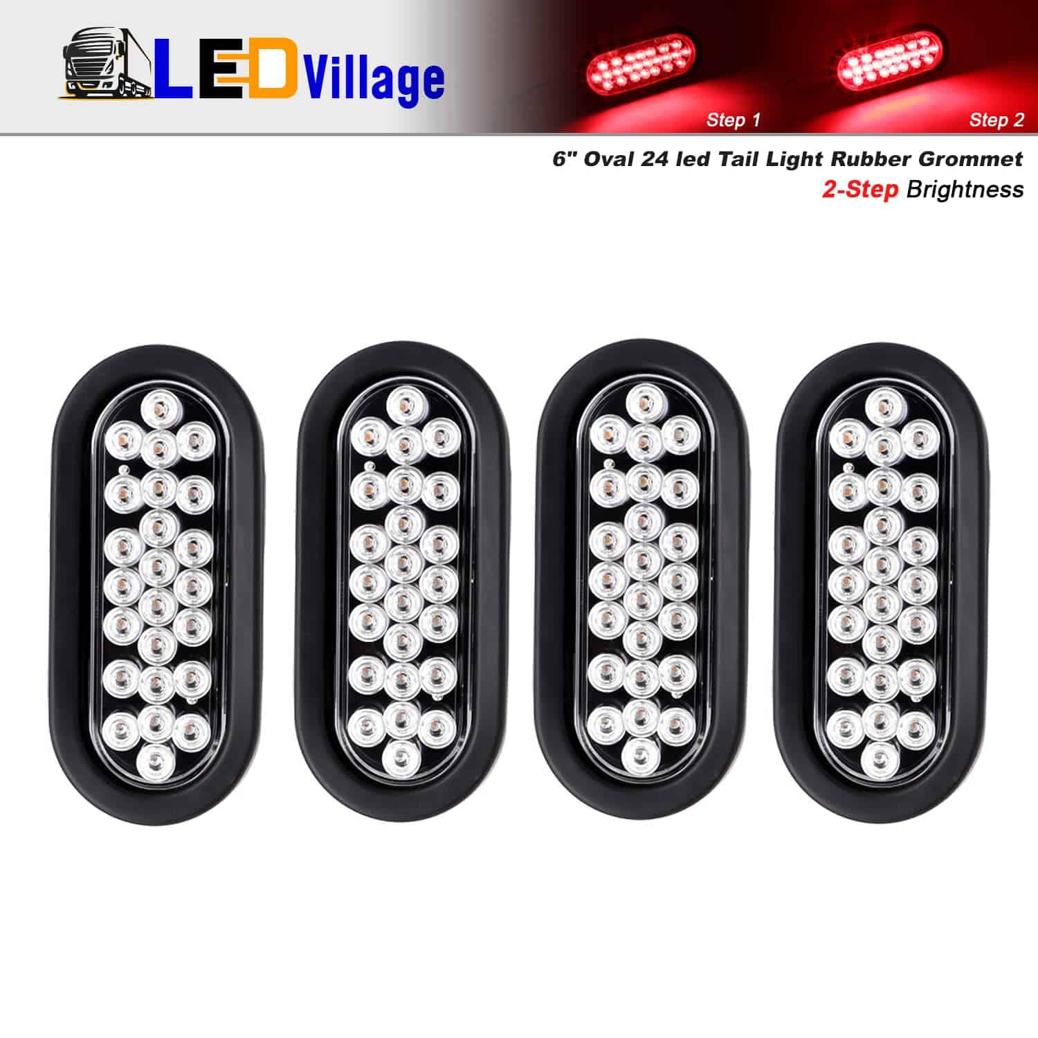 Ledvillage 6 Pulgadas Lente Clara Luz Roja 24 LED Oval - Imagen 3