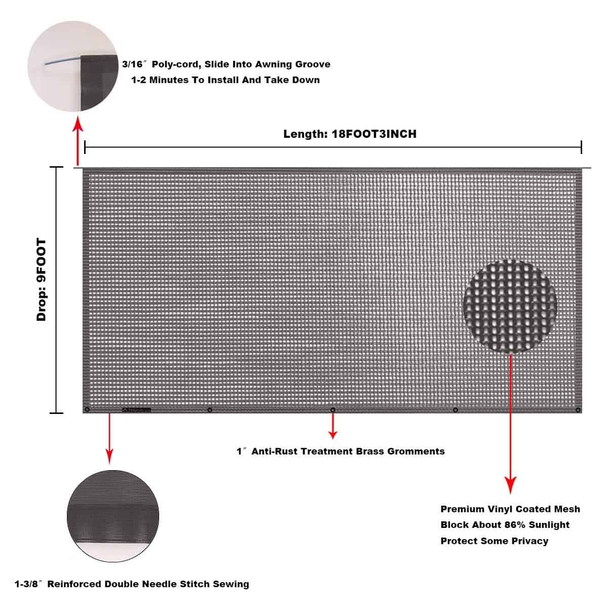 Tentproinc Toldo Solar Para Caravanas RV 9' X 18' 3'' (Apto - Imagen 7