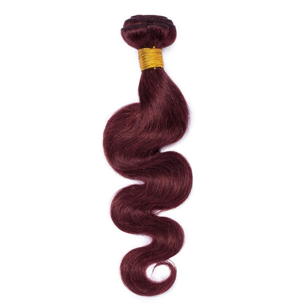 Cabello Humano Rojo Vino Onda de Cuerpo de 20 Pulgadas, Un