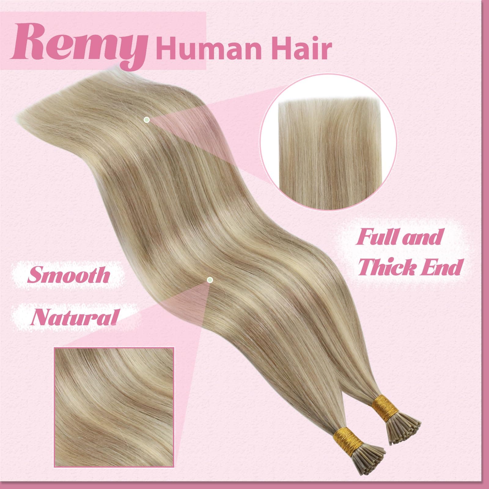 YoungSee Extensiones de Cabello Humano Itip Rubias - Imagen 4