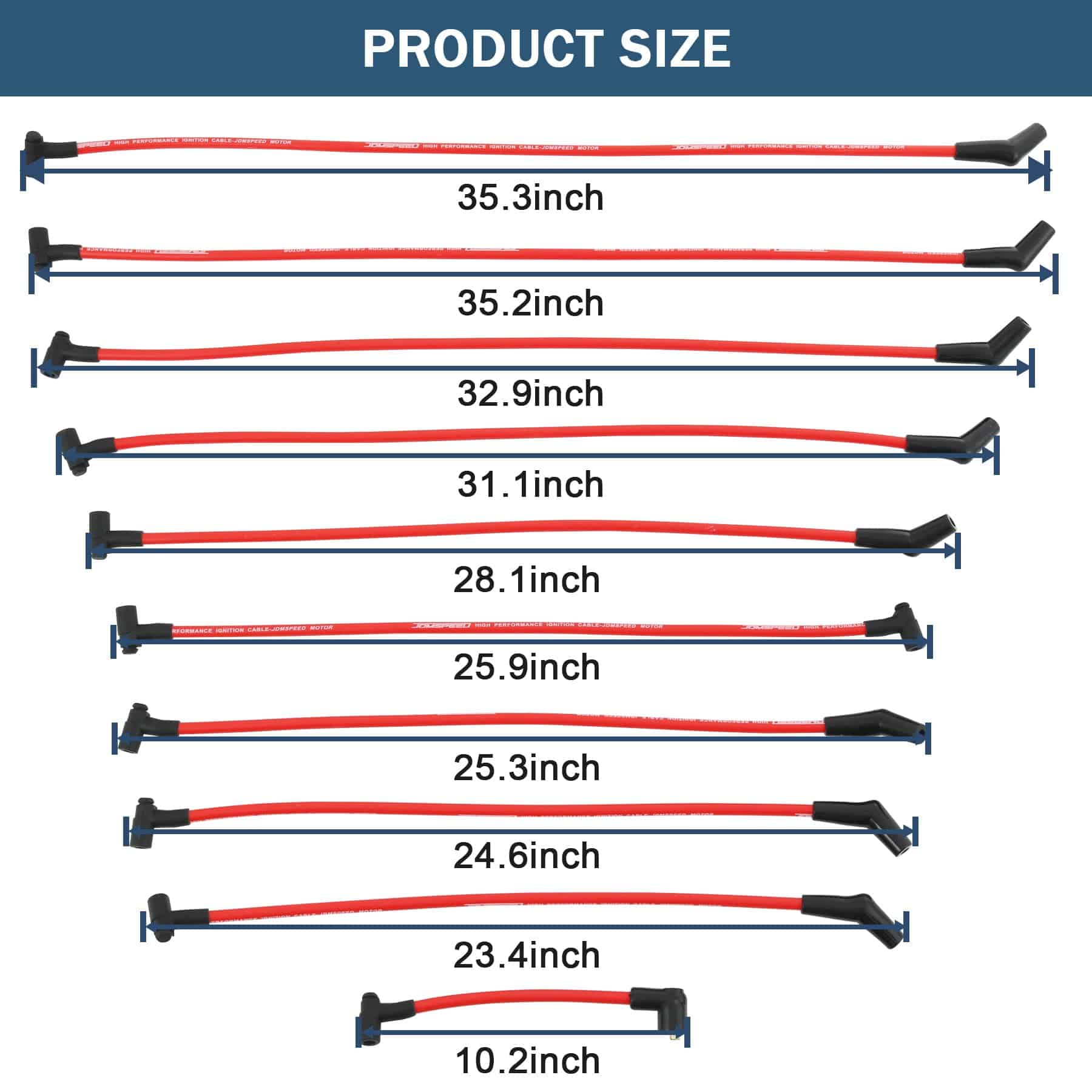 JDMSPEED Nuevo Juego de Cables de Bujías de Carreras Rojos - Imagen 4