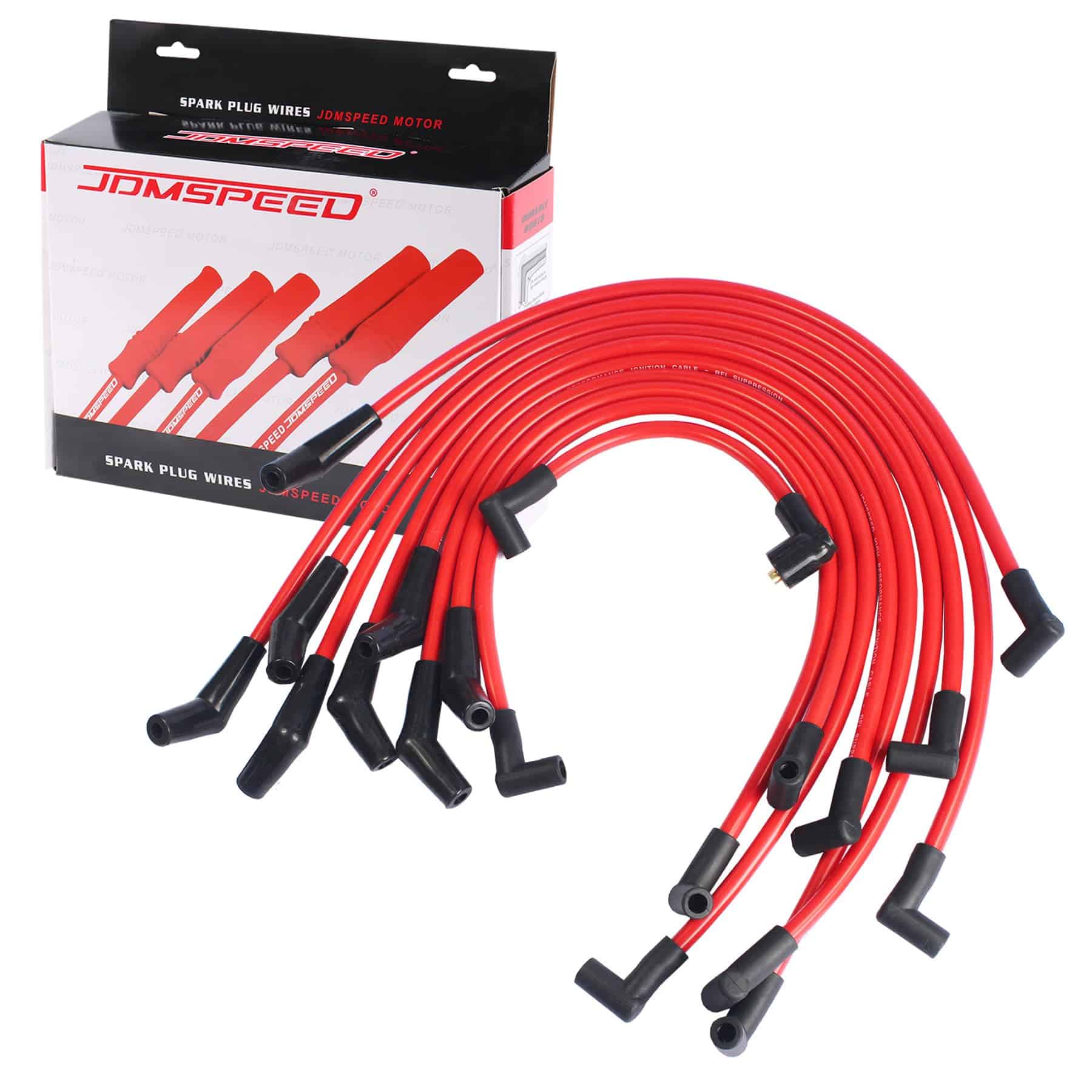 JDMSPEED Nuevo Juego de Cables de Bujías de Carreras Rojos
