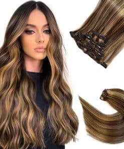 Extensiones de Cabello Humano Clip en - Castaño Chocolate