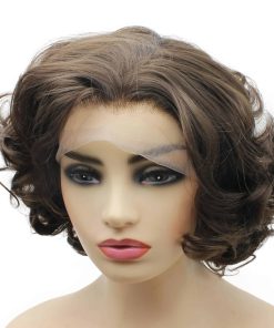 Pelucas de Encaje Frontal Sintético Resistente -Brown Mix