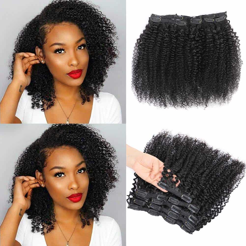 Extensiones de Cabello Rizado Kinky Curly de 12 Pulgadas