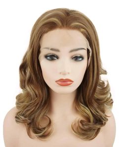 Peluca sintética Lace Front ondulada de longitud de hombro