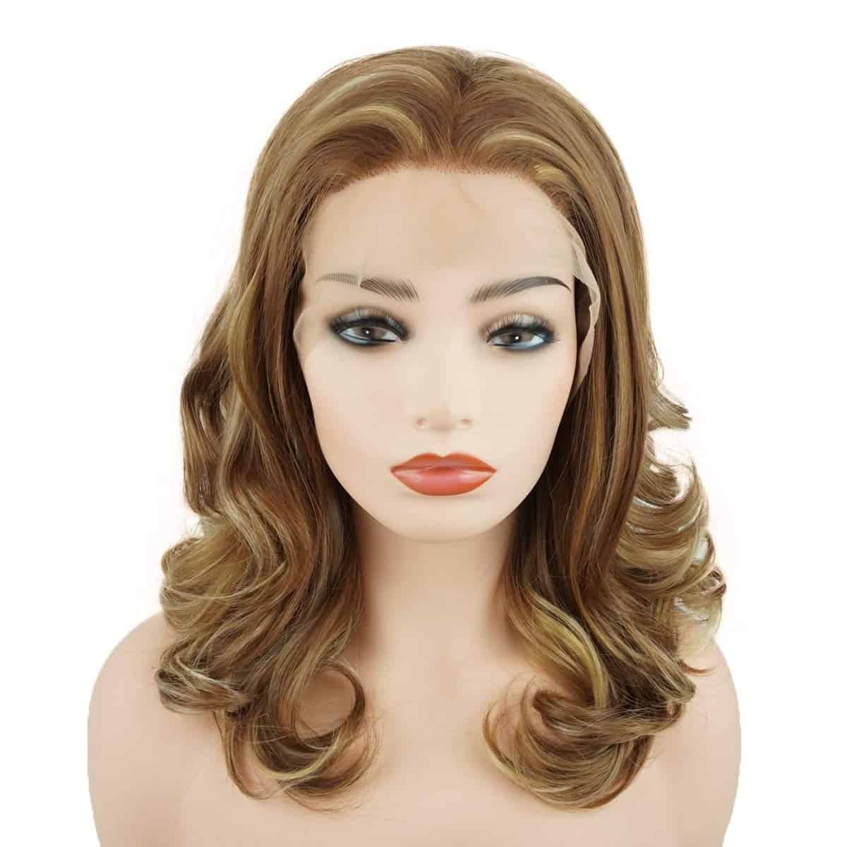 Peluca sintética Lace Front ondulada de longitud de hombro