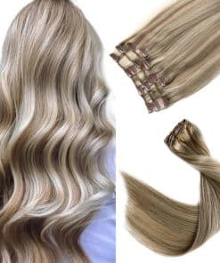 Extensiones de Cabello Clip en Cabello Humano Real, Rubio