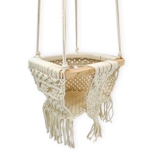 Finn + Emma - Columpio de Macramé Hecho a Mano con Barra de