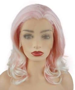 Pelucas Sintéticas de Encaje Frontal Meiyite Ombre Rosa y